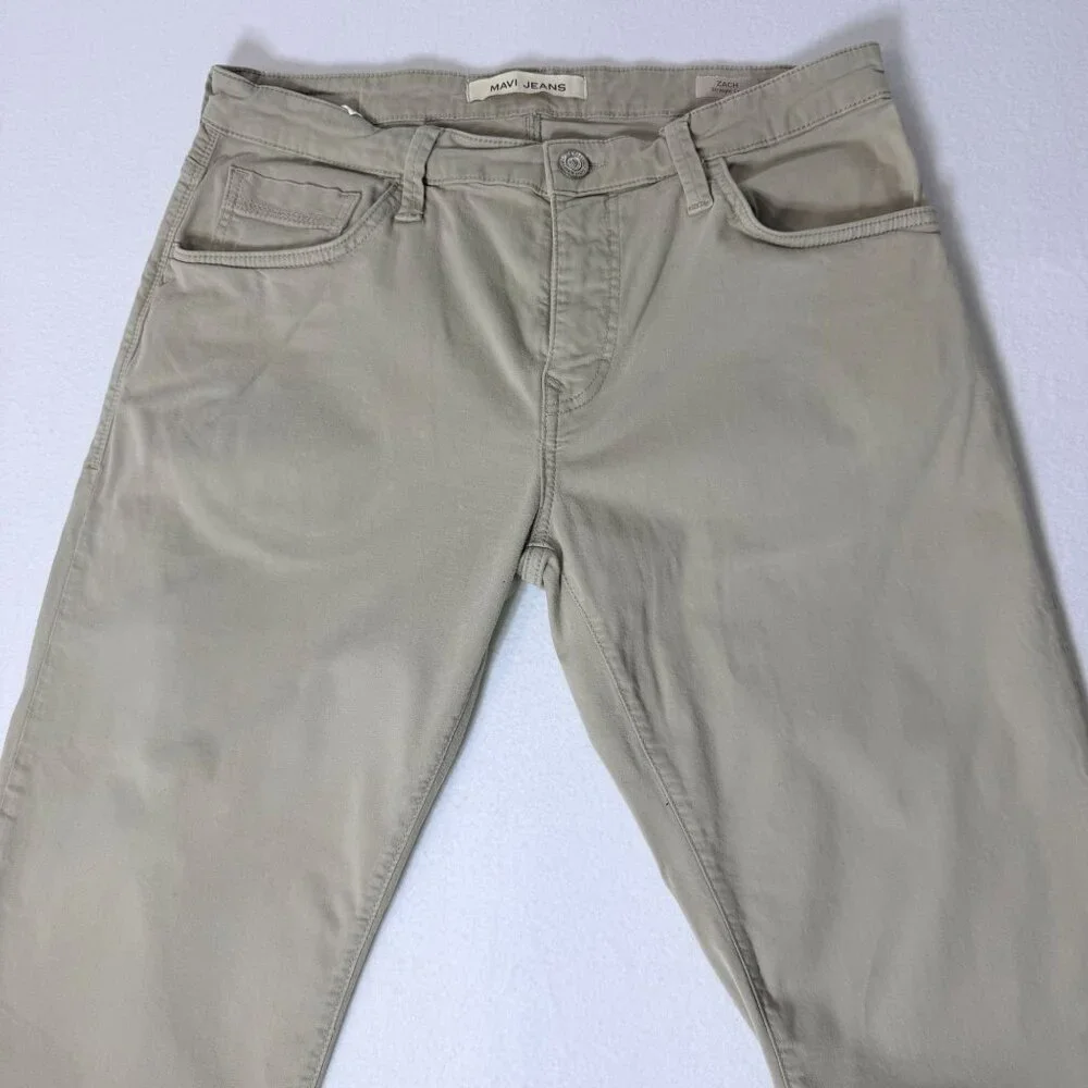 Mavi Jeans Zach Straight Leg Mens Khaki Pants Size 34/32 Cotton Blend